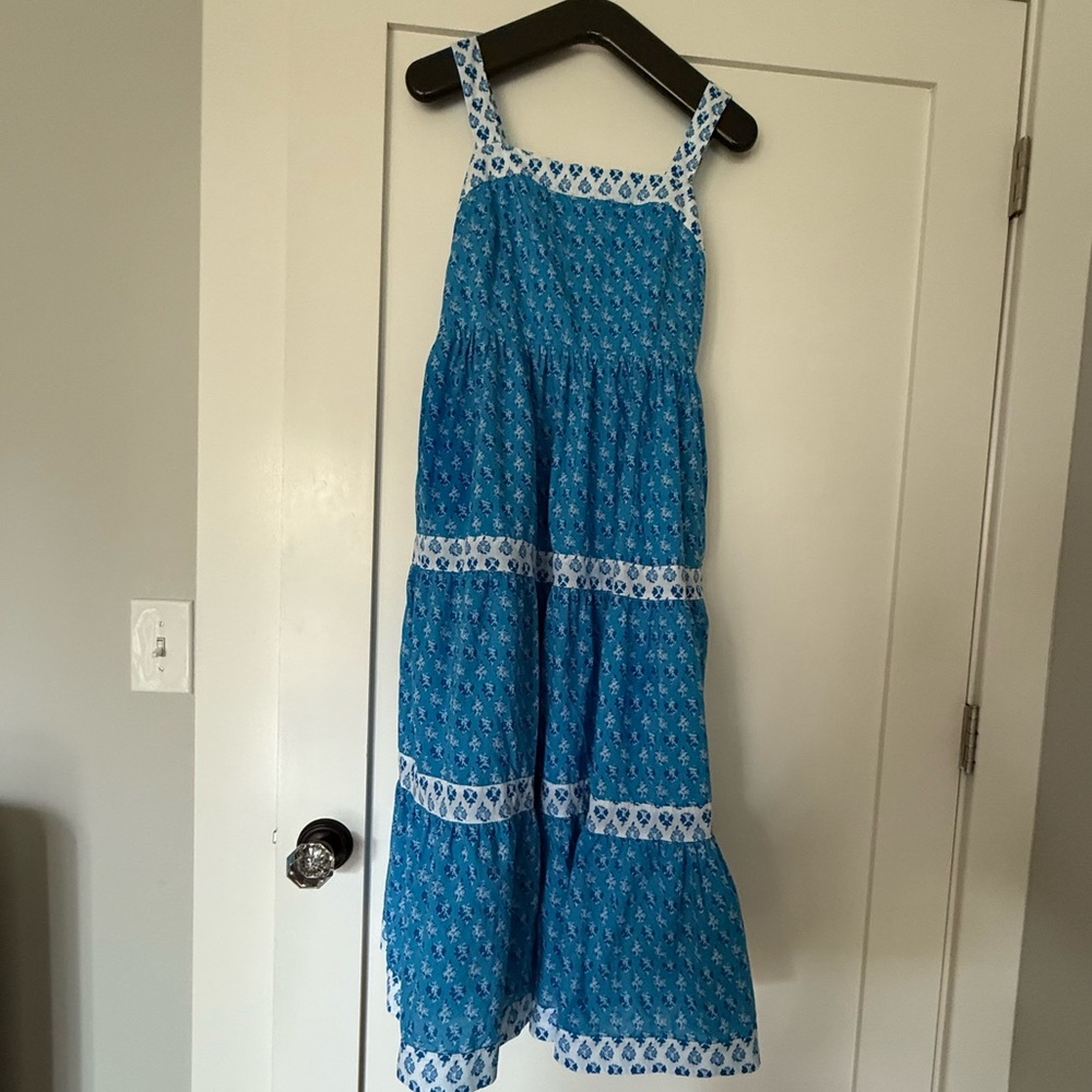 J. Crew Block-print Squareneck Smocked Floral Tiered Midi Dress Size 2